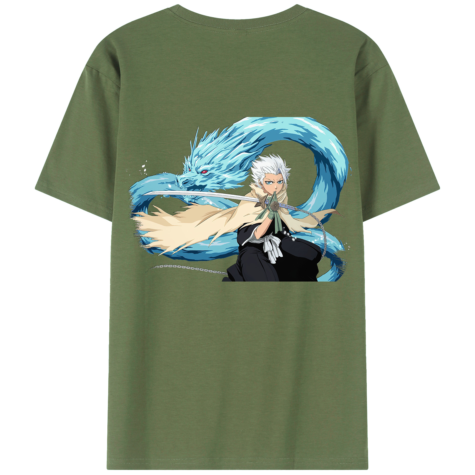 （画像用） ブリーチ 日番谷冬獅郎（ひつがや とうしろう） BLEACH Hitsugaya Toushirou 綿100％ メンズ半袖Tシャツ（バックプリント） 通気性